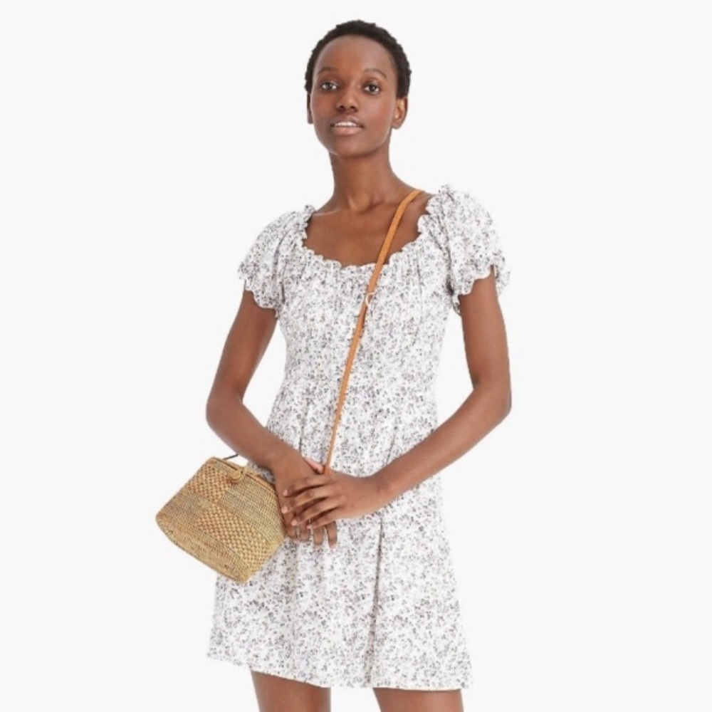 J.Crew puff sleeve peasant mini dress floral 14